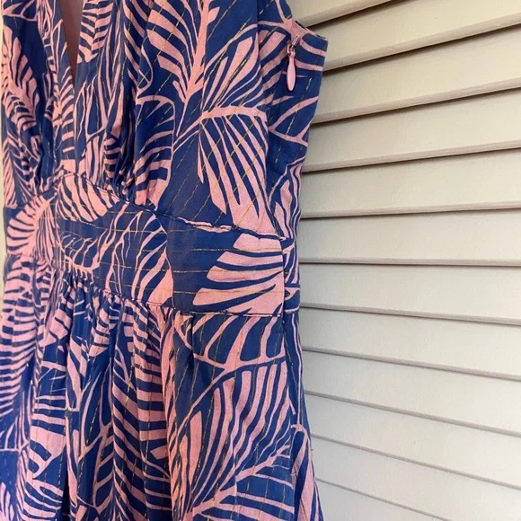 Boden Purple Palm-Print V-Neck Maxi Dress - Picture 5 of 8